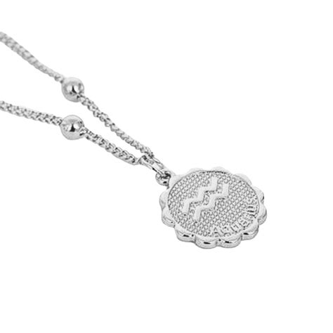 Harmtty Women 12 Constellations Coin Pendant Metal Clavicle Chain