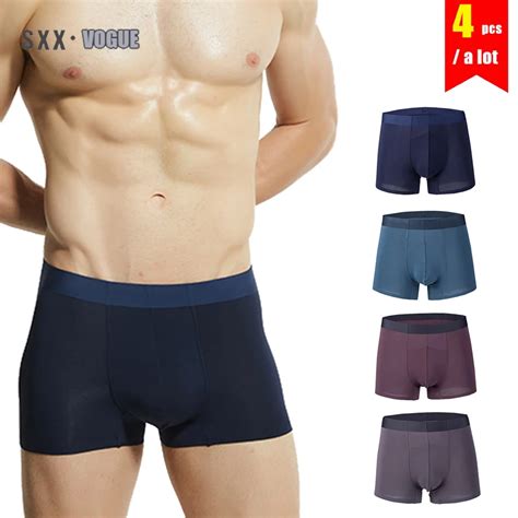 Cotton Modal Mens Boxers Underwear 4pcs Lot Man Pure Slip Panties Underpants Male Gay Boxer