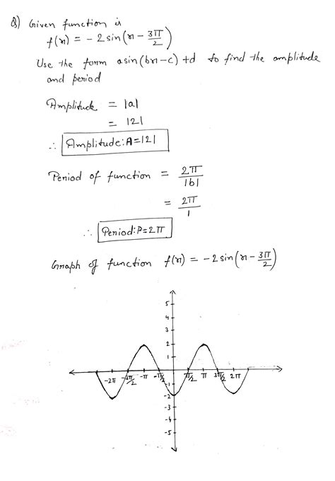 Solved For The Function Fx−2sinx−3π2 Determine Its Amplitude Course Hero