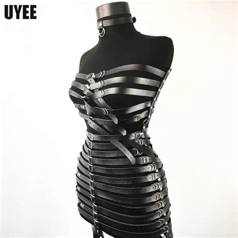 Uyee Women Harness Skrit Full Body Pu Leather Sexy Body Bondage Chest