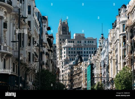 View of Gran Via, main shopping street in Madrid, Spain Stock Photo - Alamy