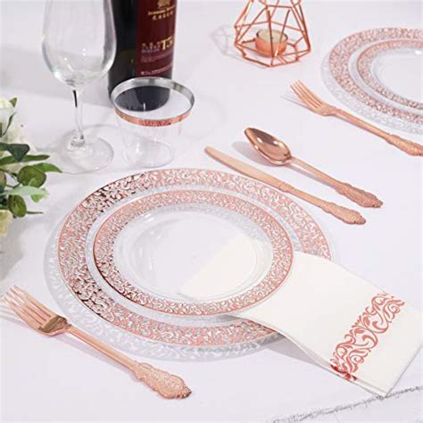 I Pcs Clear Rose Gold Dinnerware Set Plates With Rose Gold