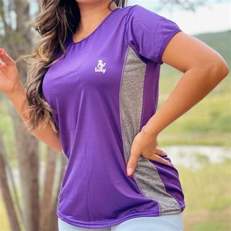 Blusa Baby Look Feminina De Academia CamisetaTecido Dry Fit