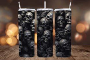 D Metallic Skulls Oz Tumbler Wrap Graphic By Artisticwayco