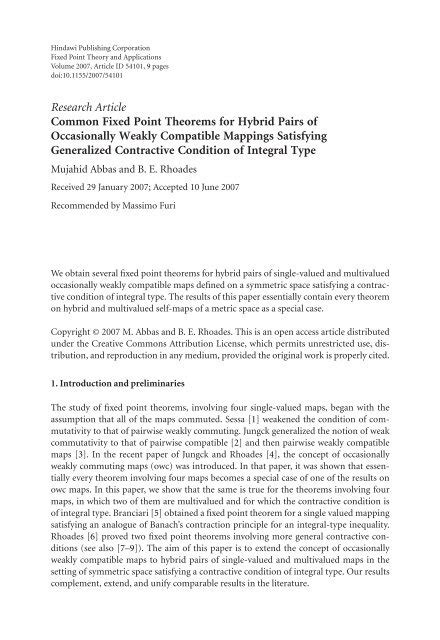 Common Fixed Point Theorems For Hybrid Pairs Of Occasionally