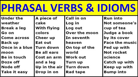 Vocabulary Words English Learn With Meaning Idioms And Phrasal Verbs In English With Examples