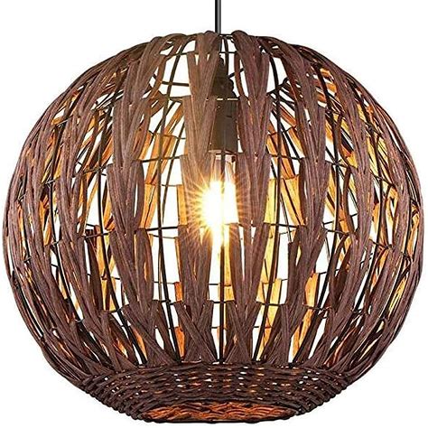 Bamboo Chandelier Wicker Hanging Light Fixture Rattan Pendant Light