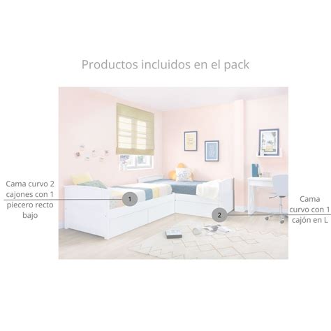 Cama Infantil En L Con Cajones Curvo Env O Gratis