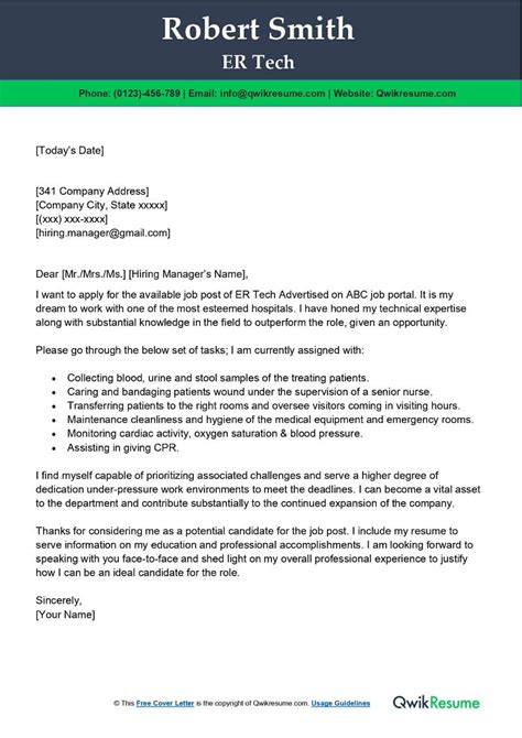 Er Tech Cover Letter Examples Qwikresume