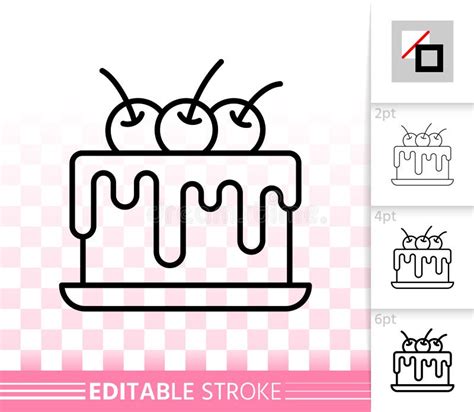 Cake Dessert Baking Simple Black Line Vector Icon Stock Vector