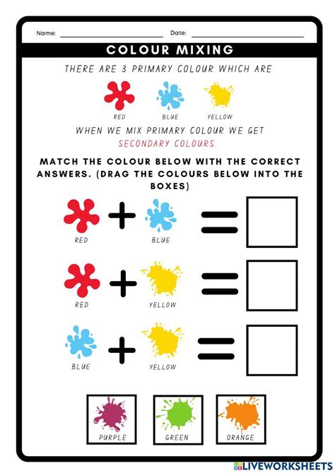 Green And Orange Blue Yellow Red And Blue Purple Mixing Primary