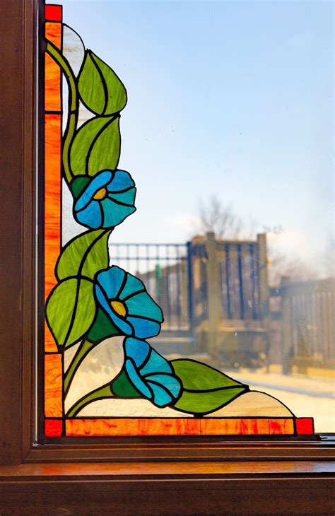 Stained Glass Morning Glory Corner Panel Series 3 More In The Morning Etsy