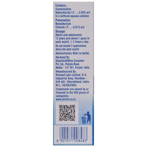 Otrivin Oxy Fast Relief Adult Nasal Spray 10 Ml Price Uses Side