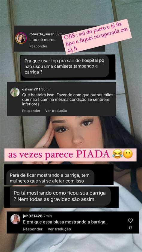 Bia Miranda Rebate Cr Ticas Ap S Mostrar Seu Corpo P S Parto Parece