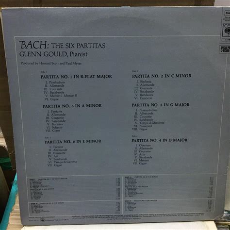 LP Classical 2 LP Glenn Gould Bach Six Partitas CBS UK