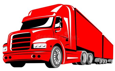 Silhouette Of Semi Truck Vector In White Background Stock Vector