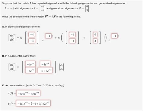 Solved Suppose That The Matrix A Has Repeated Eigenvalue Chegg