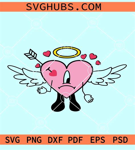 Bad Bunny Valentine Cupid Svg Angel Heart Svg Valentine Day Svg