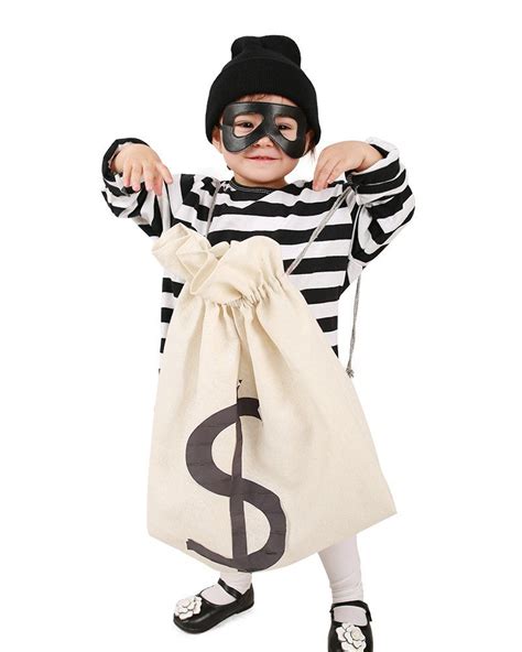 Miccostumes Kids Burglar Robber Halloween Costume Hat Mask Bag One Size