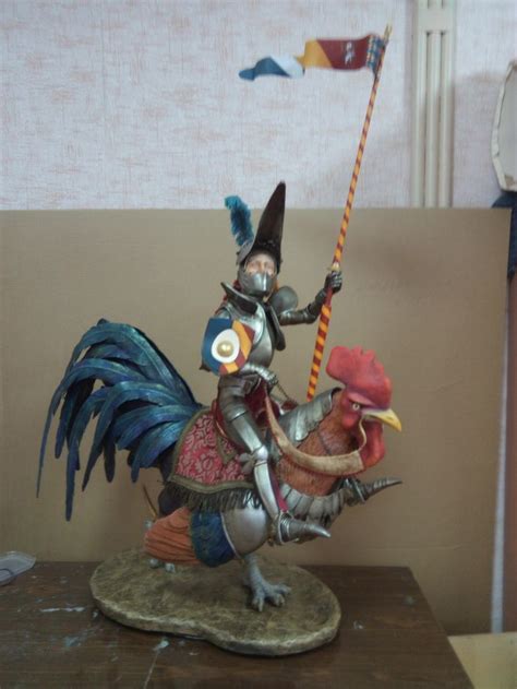 петух, рыцарь, средневековье, авторская кукла, папье-маше rooster ...