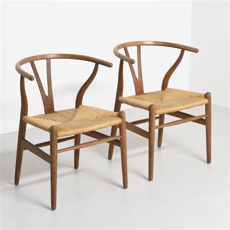 Pair Of Wishbone Dining Chairs By Hans Wegner 1950s 77723