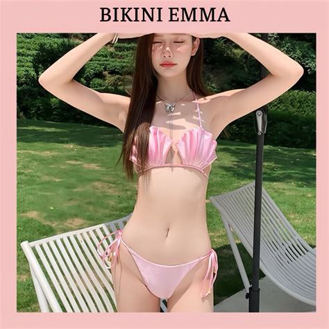 Bikini Mảnh Vỏ Sò EMMA Đính Chuông Full Màu Có Mút Đệm Video Chính Chủ Shop Bikini EMMA