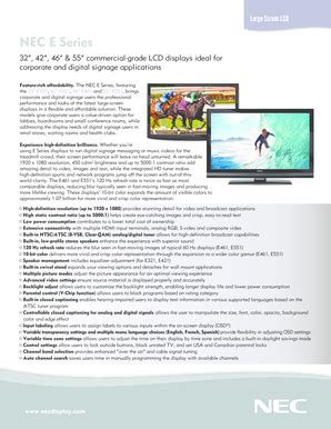 Fillable Online Nec E Series Displays Nec Display Solutions Fax Email