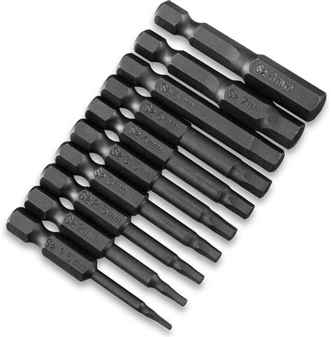 10PCS Hex Head Allen Wrench Drill Bit Set VAKOGAL S2 Steel Hex Head