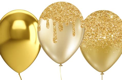 Black And Gold Balloons Clipart Glitter Balloon Png Digital Etsy