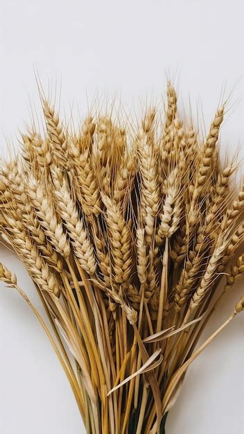 Bunch Of Wheat Ears Isolated On White Premium AI Generated Image