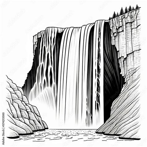 Waterfalls Clipart Black And White