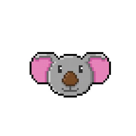 koala head in pixel art style 21555712 Vector Art at Vecteezy