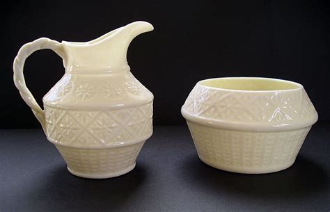 Stylish Belleek Irish Porcelain Cleary Pattern Cream Jug And Sugar Bowl