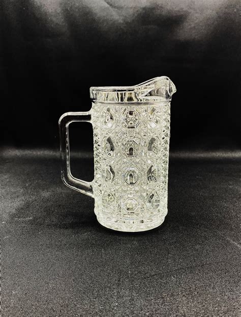 Vintage Federal Glass Windsor Cream Pitcher Cane And Button Pint Milk Pitcher Etsy