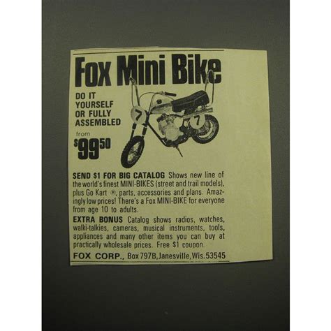 1969 Fox Mini Bikes Ad Fox Mini Bike Do It Yourself Or Fully