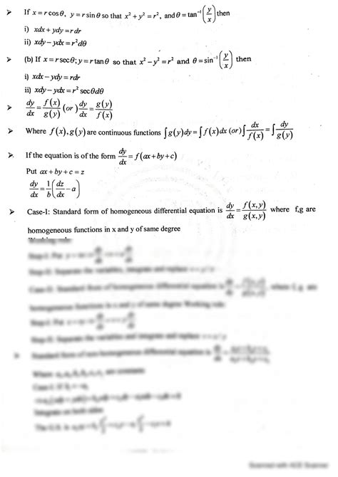 Solution Differential Equations Important Formulas For Jee Mains And