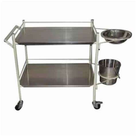 Silver Stainless Steel Instrument Dressing Trolley For Hospital At