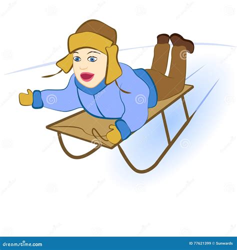 Boy Sledding Down The Hills Stock Illustration Illustration Of Child