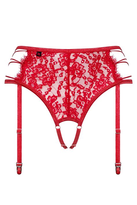 Obsessive Lingerie Rediosa Reggicalze Aperto In Pizzo Rosso