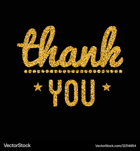 Thank You Golden Lettering Design With Glitter Vector Image