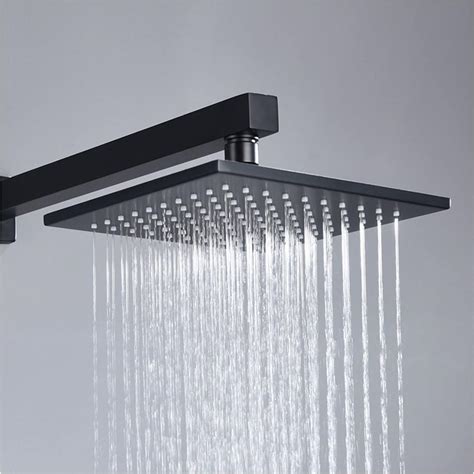 Black Rain Shower Head Square Large Rainfall Shower Heads Made Of Brass