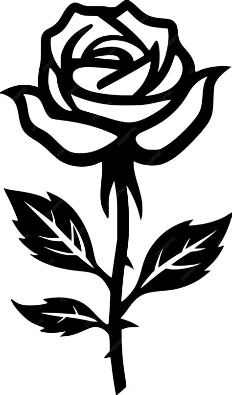 Premium Vector Rose Black And White Vector Illustration