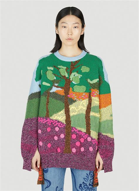 Stella Mccartney Tree Of Life Jaquard Knit Jumper In Green Stella