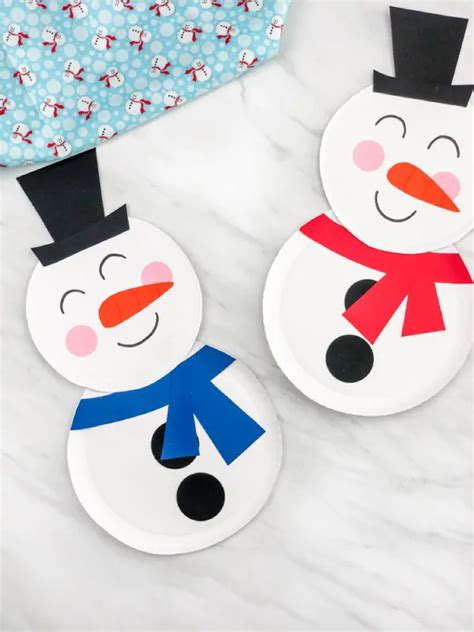 Snowman Paper Plate Craft For Kids Free Template