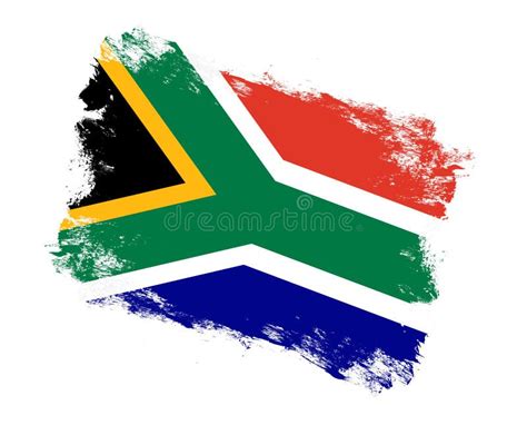 Stroke Brush Painted Flag of South Africa on White Background Stock ...