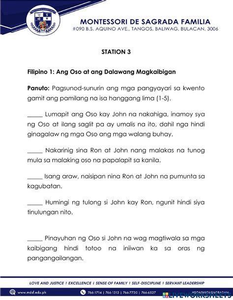 Pagkakasunod Sunod Ng Mga Pangyayari Sa Kwento Worksheets Grade 3 Images