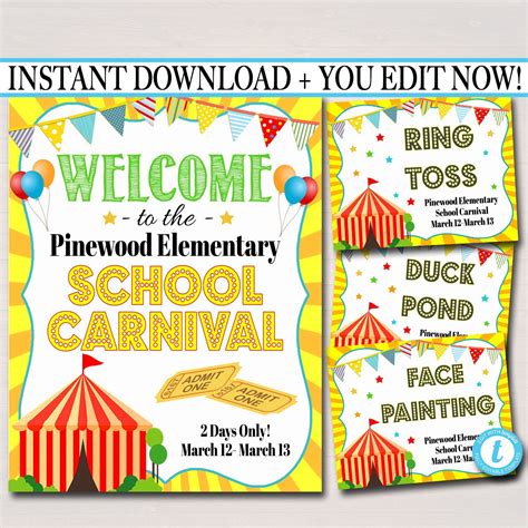 EDITABLE FESTIVAL CARNIVAL poster signs set! Awesome and ADORABLE, this ...