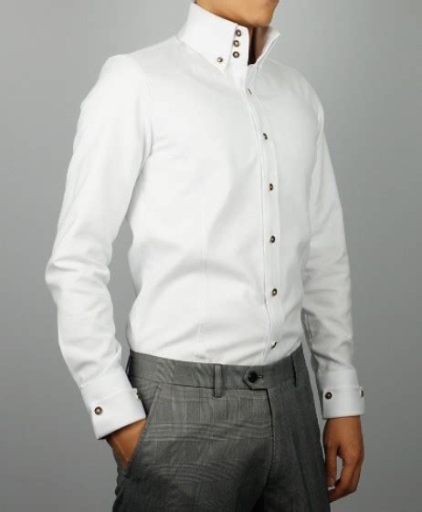 2 New Styles Mens Slim Fit White High Stand Collar 3 Button Down Dress