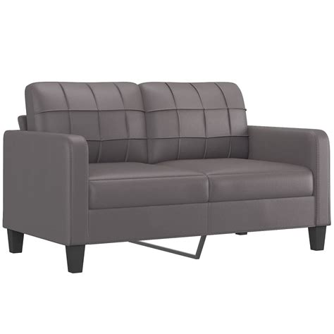 2 Sitzer Sofa Mit Zierkissen Grau 140 Cm Kunstleder Weddig