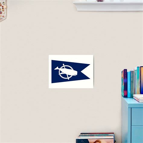 Classic Blue And White Nantucket Island White Sperm Whale Burgee Flag